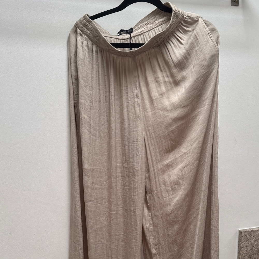 Beige Wide-Leg Pants